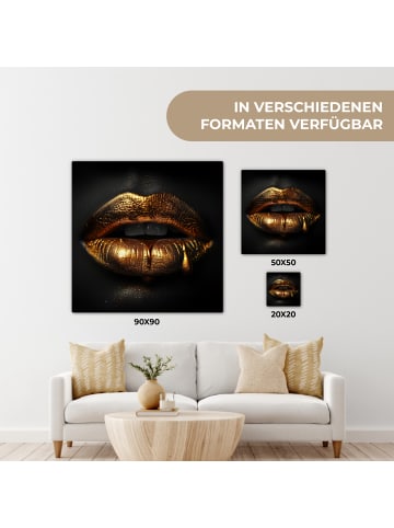 MuchoWow Leinwand Bilder Goldene Lippen