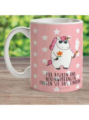 Mr. & Mrs. Panda Mehrwegbecher Einhorn Woodstock mit Spruch in Rot Pastell