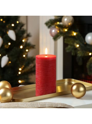 Uyuni Uyuni LED Kerze PIA Rustik-Optik Echtwachs Timer H: 15cm in rot