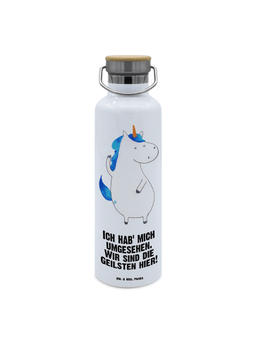 Mr. & Mrs. Panda Trinkflasche Edelstahl Einhorn Mann mit Spruch in Weiß