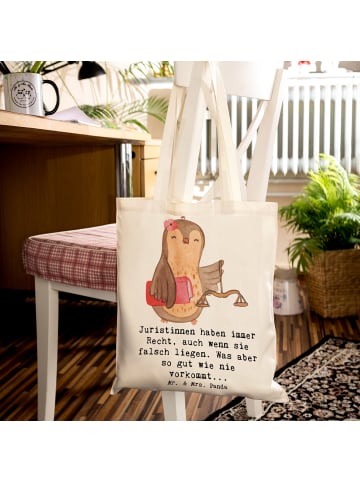 Mr. & Mrs. Panda canvas tasche Juristin Recht mit Spruch in Creme