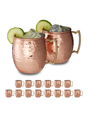 relaxdays 16 x Becher Moscow Mule in Kupfer