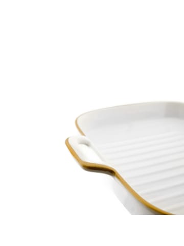 Zellerfeld Elegante Servierteller mit Goldrand & praktischen Griffen - in Weiß