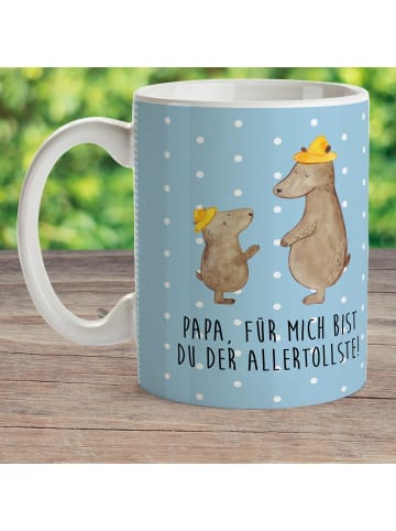 Mr. & Mrs. Panda Kindertasse Bären mit Hut mit Spruch in Blau Pastell