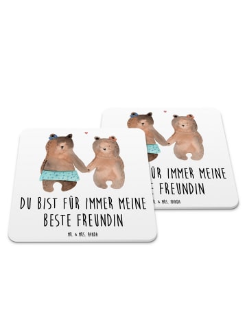 Mr. & Mrs. Panda Glasuntersetzer Bär Freundin mit Spruch in Weiß