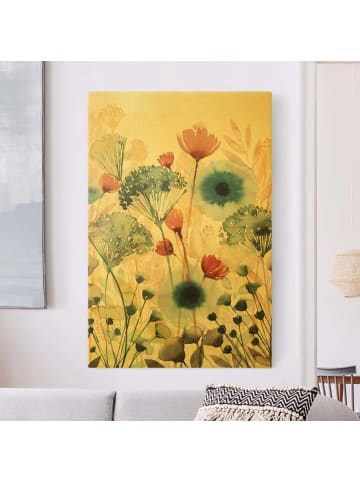 WALLART Leinwandbild Gold - Wildblumen im Sommer I in Weiß