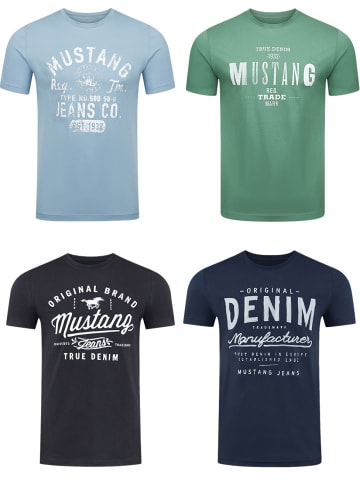 Mustang T-Shirt Basic Print 4er Pack in Mehrfarbig