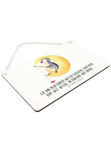 Mr. & Mrs. Panda Schild Pinguin Mond mit Spruch in Weiß