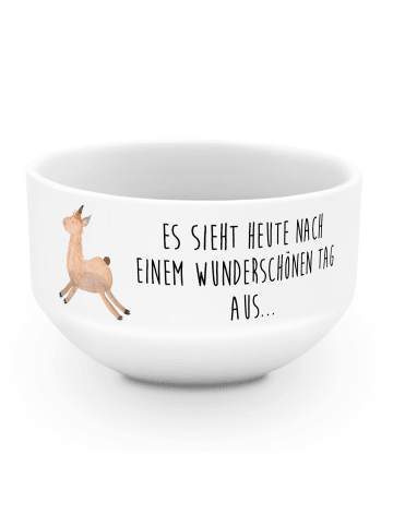 Mr. & Mrs. Panda Porzellan Schale Lama Springen mit Spruch in Weiß