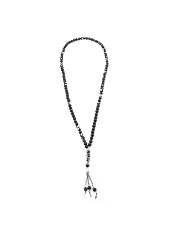 Almina Gebetskette  50 cm Anhänger mit Perlen in Schwarz-Grau