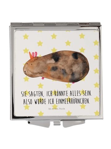 Mr. & Mrs. Panda Handtaschenspiegel quadratisch Einhorn Meerschw... in Weiß