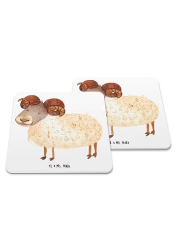 Mr. & Mrs. Panda Tassenuntersetzer Sternzeichen Widder ohne Spruch in Weiß