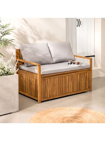 home24 Massive Gartenbank Luwo in Grau / Braun