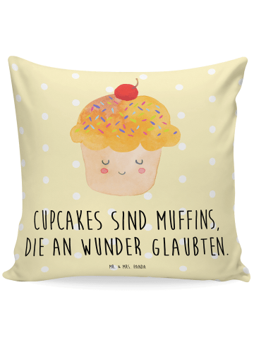 Mr. & Mrs. Panda Sofakissen Cupcake mit Spruch in Gelb Pastell