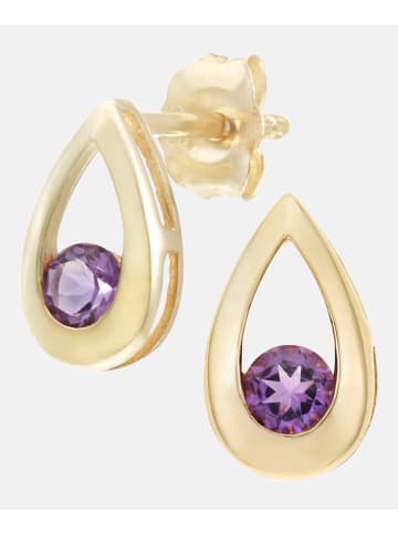 Diamant L'éternel Ohrstecker aus 375 Gelbgold mit Amethyst