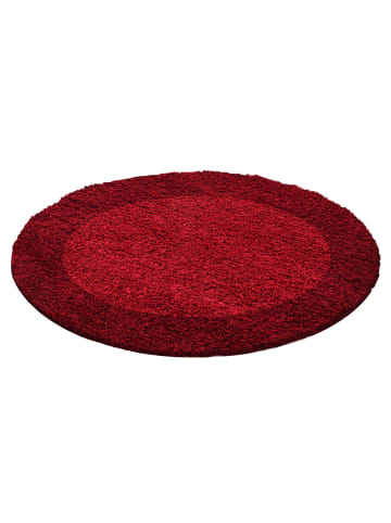 KADIMA DESIGN Teppich Hochflor Shaggy Waschbar Bordüre RHEIN Strapazierfähig in Rot