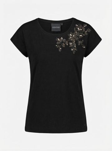 KOROSHI Damen-T-Shirt mit besticktem Edelstein in Schwarz
