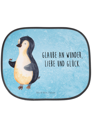 Mr. & Mrs. Panda Sonnenschutz Auto Pinguin Marienkäfer mit Spruch in Eisblau