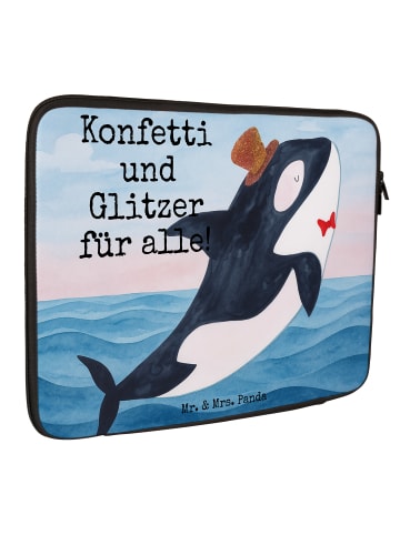 Mr. & Mrs. Panda Laptop Case Orca Zylinder Design mit Spruch in Weiß