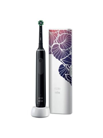 Oral-B Elektrische Zahnbürste "Pro 3 + Reiseetui Floral Design" in Schwarz