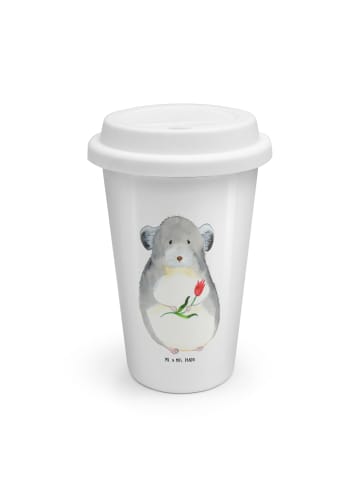 Mr. & Mrs. Panda Kaffeebecher To Go Chinchilla Blume ohne Spruch in Weiß