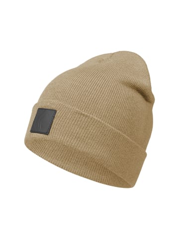 Occulto Winter Mütze Beanie Schwarz Label in Beige