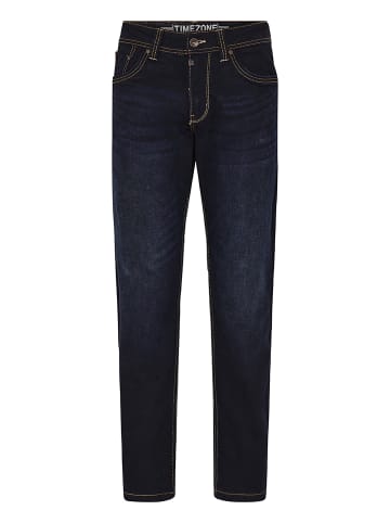 Timezone Jeans Gerade Slim Fit Unifarben Used Look in Dunkelblau