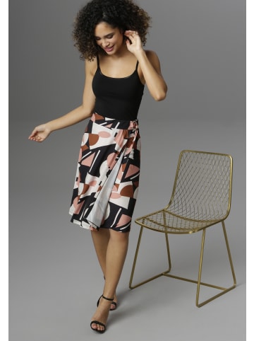 Aniston SELECTED Sommerrock in schwarz-braun-rosa-offwhite