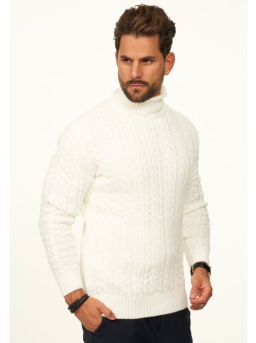 DAILY COTTON Strickpullover - als Grobstrick Pulli mit Zopfmuster für Herren in Ecru