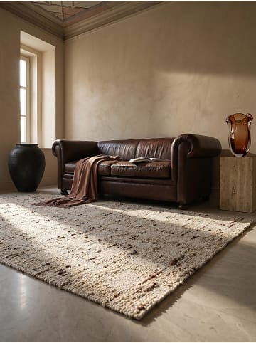 KADIMA DESIGN Flachgewebe-Teppich Handgewebt ELIN Geometrisch 65% Wolle Pflegeleicht in Natur