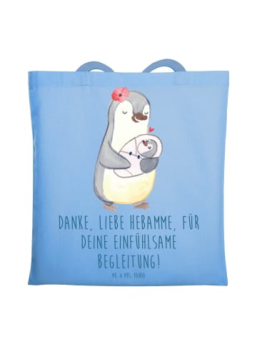 Mr. & Mrs. Panda Tragetasche Liebe Hebamme mit Spruch in Sky Blue