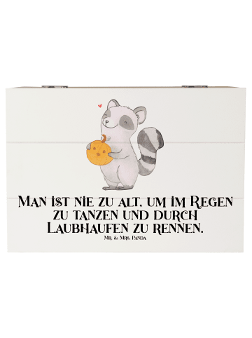 Mr. & Mrs. Panda Box aus Holz Waschbär Kürbis mit Spruch in Weiß
