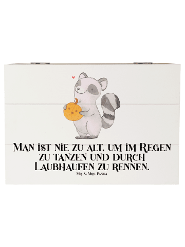 Mr. & Mrs. Panda Holzkiste Waschbär Kürbis mit Spruch in Weiß