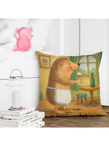 Mr. & Mrs. Panda Kuschel Kissen Igel Wein Design ohne Spruch in Weiß