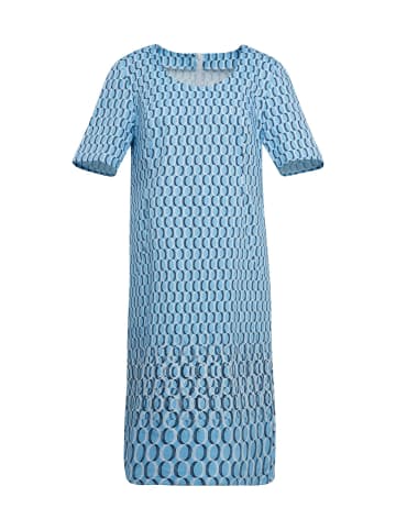 GOLDNER Kurzgröße:  Baumwoll-Druckkleid in weiß / regattablau