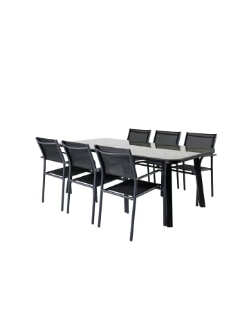 ebuy24 Gartenmöbel-Set Paola (7-teilig) Schwarz 100 x 200 cm