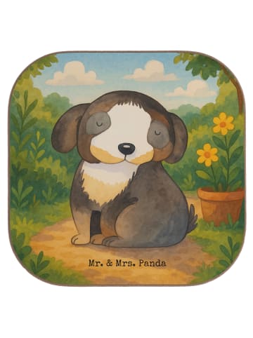 Mr. & Mrs. Panda Glas-Untersetzer Hund Entspannen Design ohne Sp... in Weiß