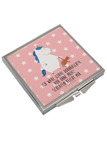 Mr. & Mrs. Panda Schminkspiegel klein Einhorn Teddy mit Spruch in Rot Pastell