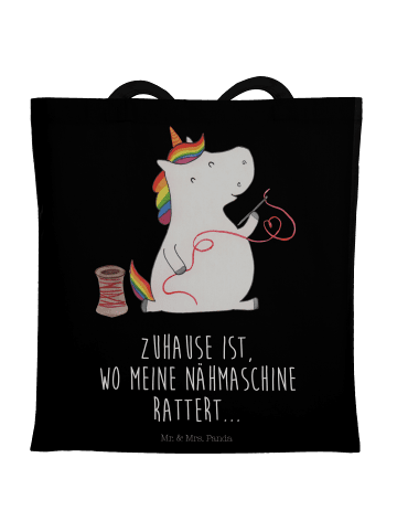 Mr. & Mrs. Panda Tragetasche Einhorn Näherin mit Spruch in Schwarz