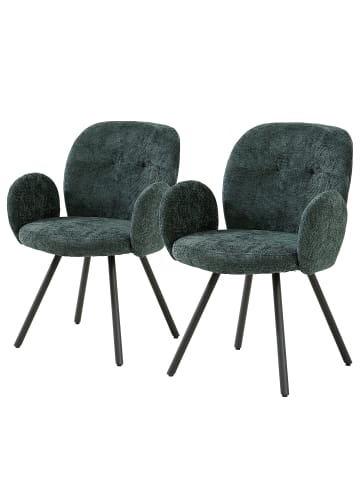 home24 Armlehnenstuhl EVAC 2er-Set in Dunkelgrün