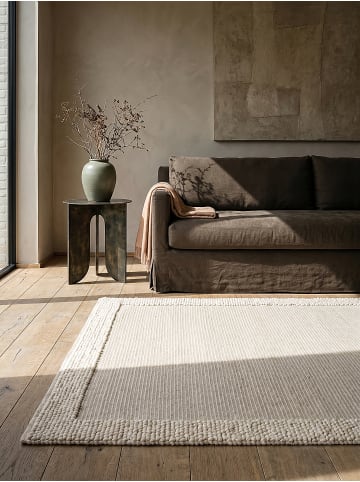 KADIMA DESIGN Teppich Wolle MOAT Bordüre Wohnzimmer Modern Wohnlich in Beige-Natur