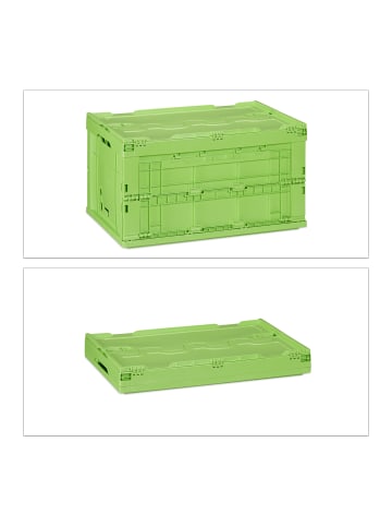 relaxdays 4x Klappbox in Grün - (B)58,5 x (H)32,5 x (T)39,5 cm