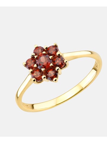 Diamant L'éternel Cluster-Ring aus 375 Gelbgold mit Granat