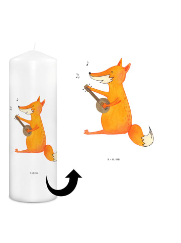 Mr. & Mrs. Panda Geburtskerze Fuchs Gitarre ohne Spruch in Weiß