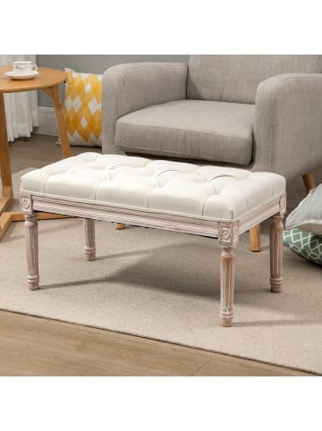 HOMCOM Sitzhocker in Cremeweiß 80L x 40B x 43H cm