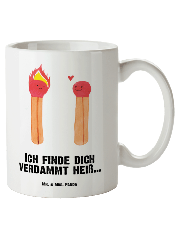 Mr. & Mrs. Panda XL Tasse Streichhölzer mit Spruch in Weiß