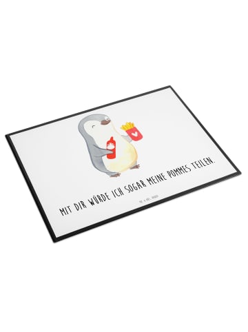 Mr. & Mrs. Panda Schreibunterlage Pinguin Pommes mit Spruch in Weiß