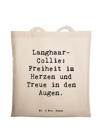 Mr. & Mrs. Panda Jutebeutel Spruch Langhaar Collie Treue mit Spruch in Creme