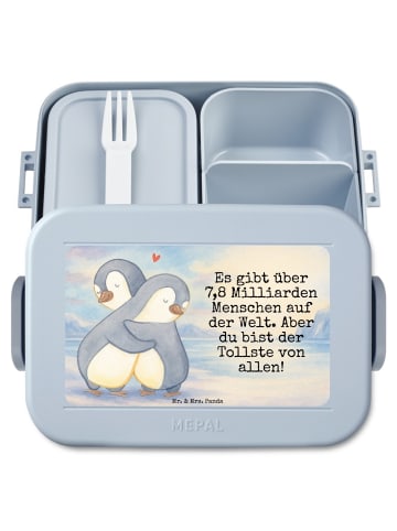 Mr. & Mrs. Panda Meal Prep Box Pinguine Kuscheln Design mit Spruch in Blau Pastell