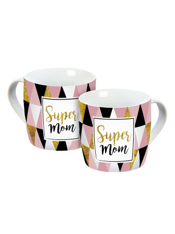 Geda Labels Tasse Super Mom Muster in Rosa - 300 ml